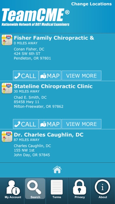 DOT Physical Exam Locations Screenshot