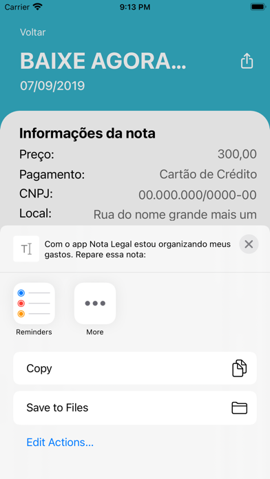 Nota Legal Screenshot