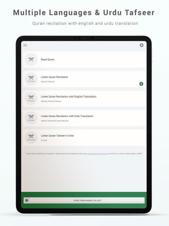 Mobi Quran - Audio Quran iPad screenshot 4 - Book app
