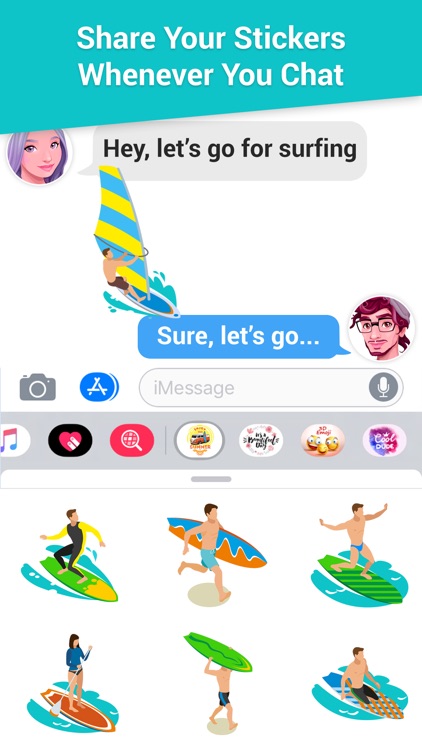 Beach Surfing Stickers Pack