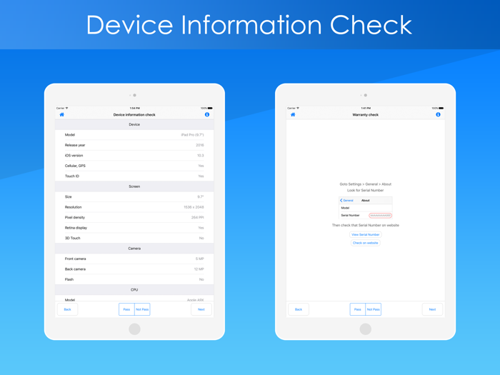 Test and Check for iPhone