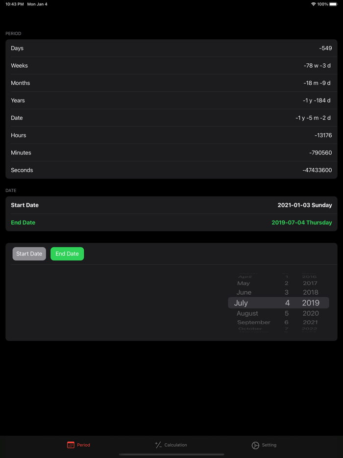 Date calculator asst