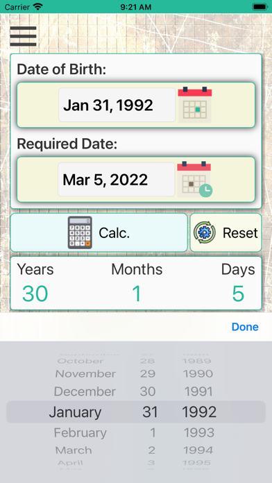 Age On Date Calculator App Screenshot