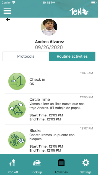TEN Childcare App Screenshot
