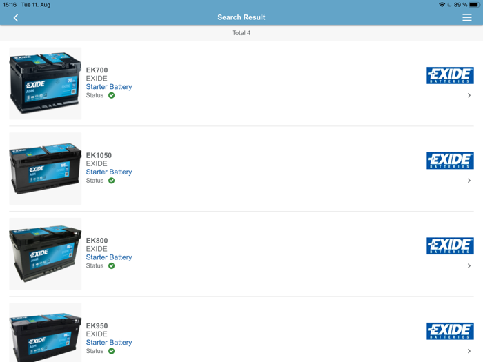 EXIDE Battery Finder