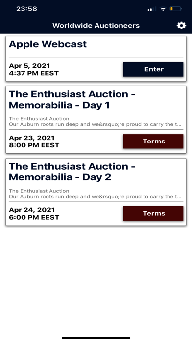 Worldwide Auctioneers Live Screenshot