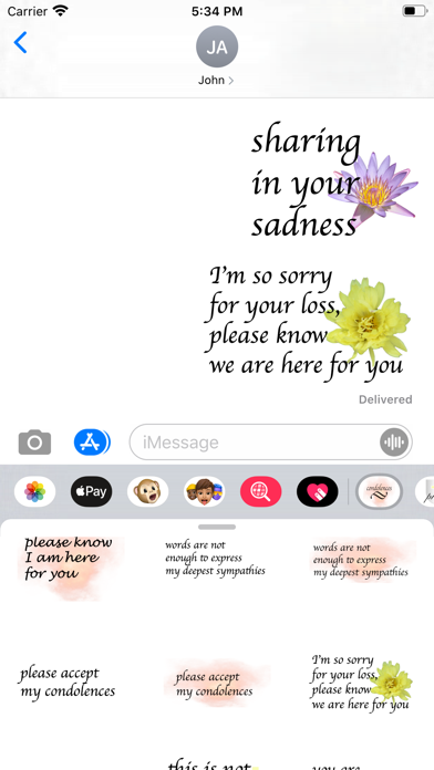 condolences stickers Screenshot