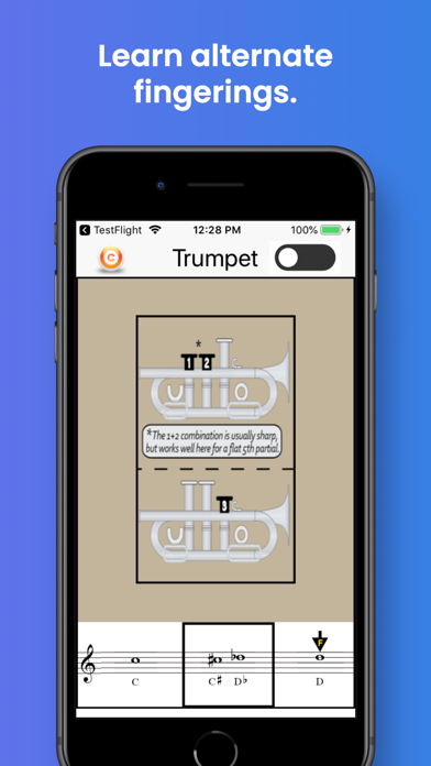 Trumpet Fingering & Tuning Screenshot