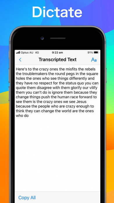 Voice Memo, Voice to Texts app Screenshot
