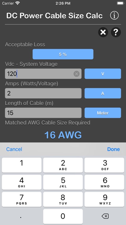 DC Power Cable Size Calc by Nitrio