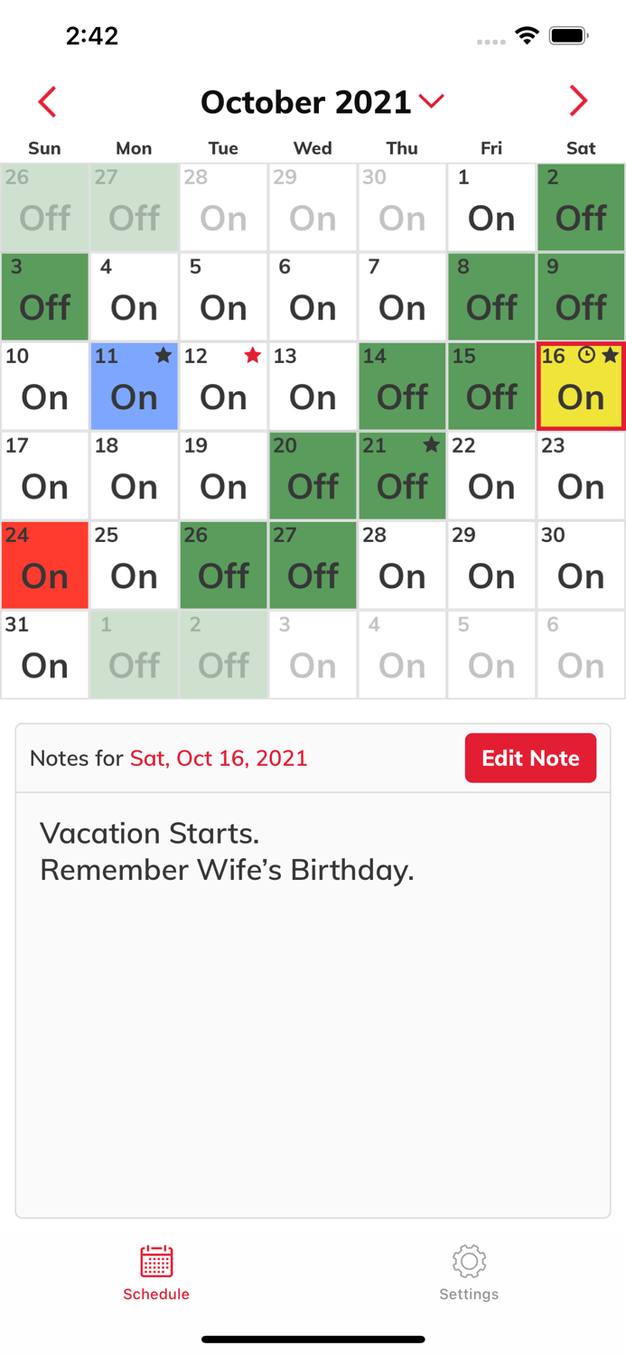 CopApp Shift Calendar Schedule