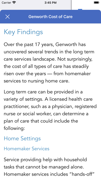 Genworth Cost of Care Screenshot