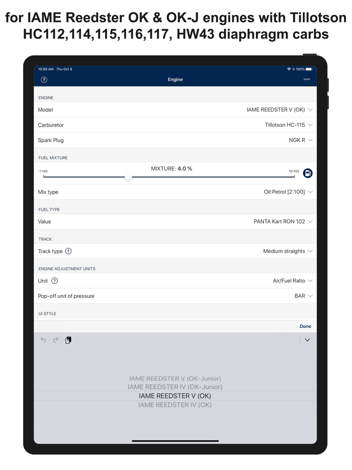 Jetting IAME OK OK-Junior Kart
