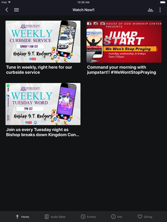 House of God Worship Center VA iPad screenshot 2 - Education app