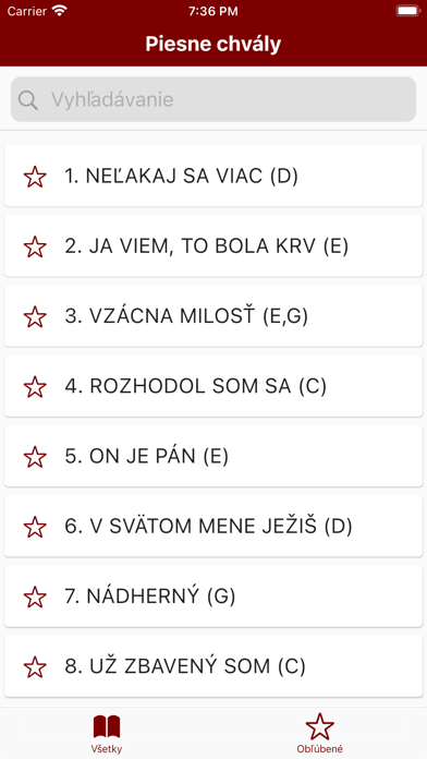 Piesne chvály Screenshot