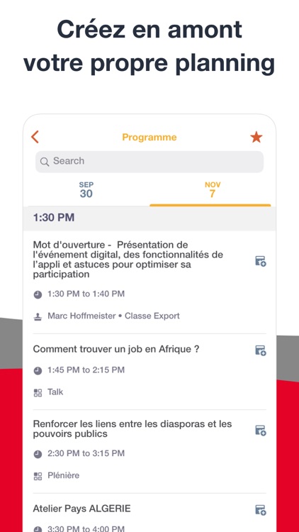 Classe Export Evenements