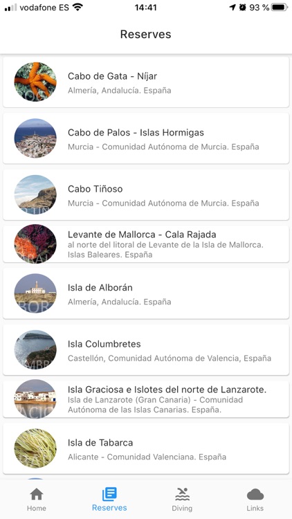 Reservas Marinas App