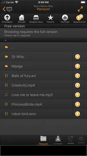 Capture d'écran de VLC Remote sur iPhone 3