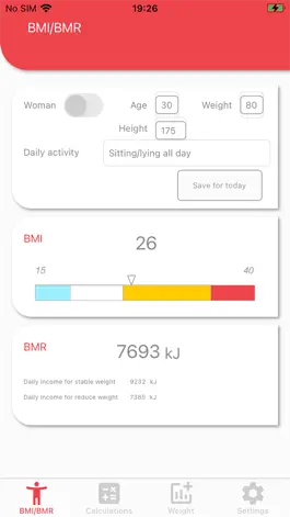 Game screenshot BMIBMR Calculator mod apk