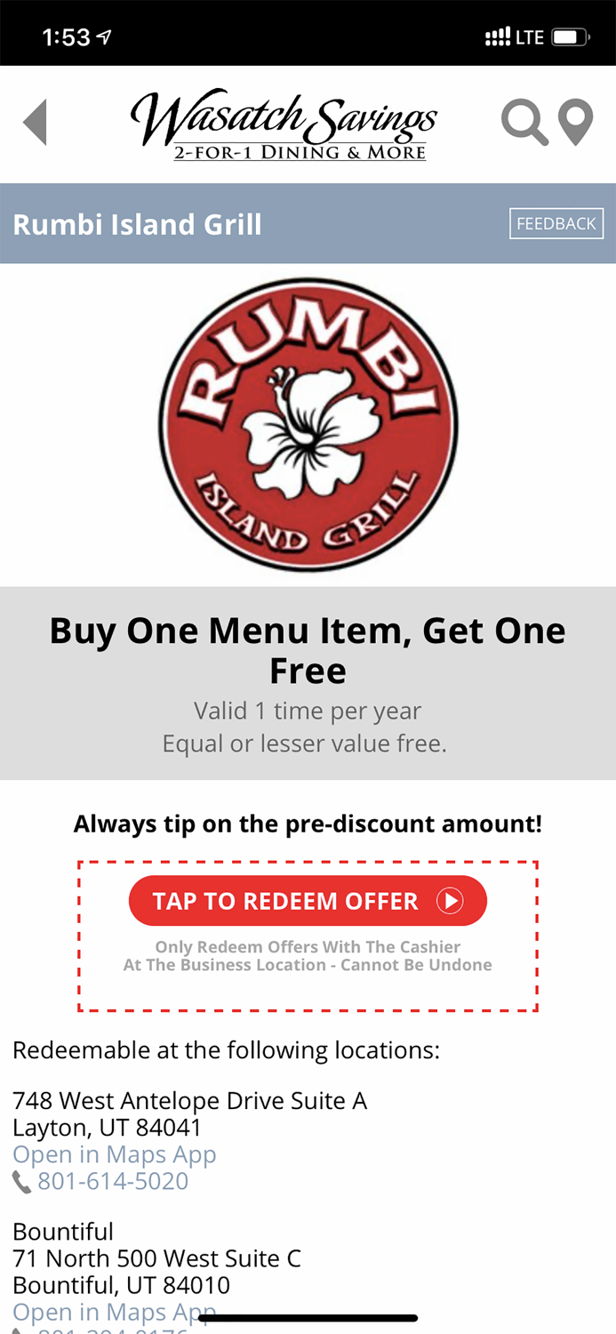 Wasatch Savings 241 Dining