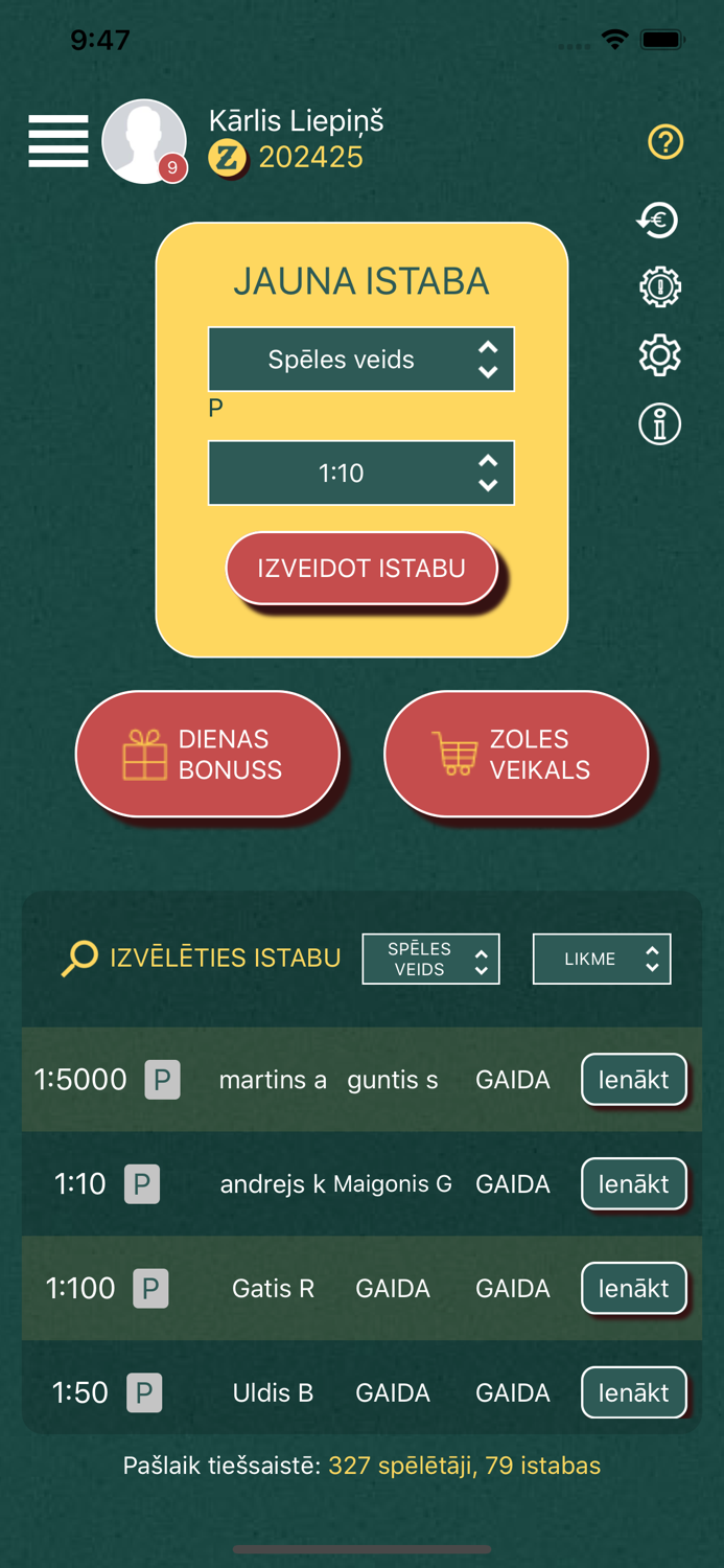 Zole - orģinālā kāršu spēle