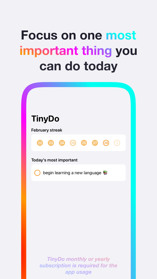 TinyDo - One task today - 2.0 - (iOS)