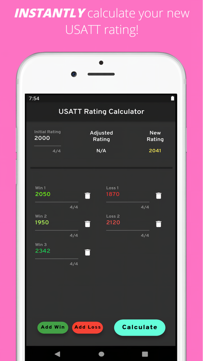 USATT Rating Calculator