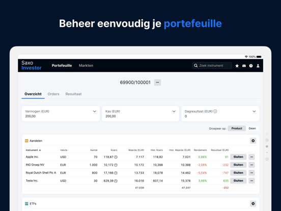 SaxoInvestor iPad app afbeelding 4