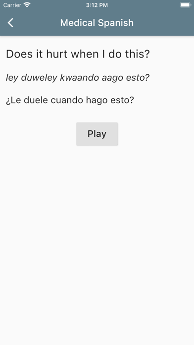 Spanish Medical Phrases Screenshot