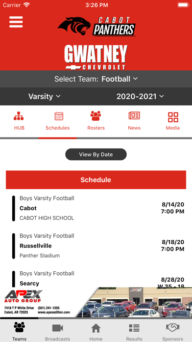 Cabot Panthers Athletics Screenshot