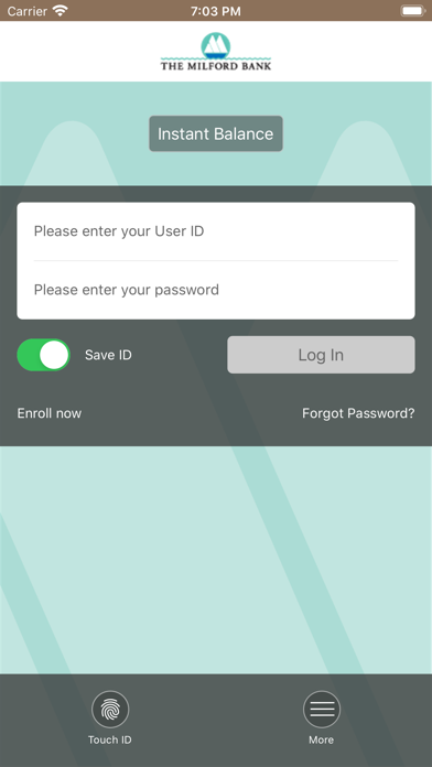 Milford Bank Mobile Banking Screenshot