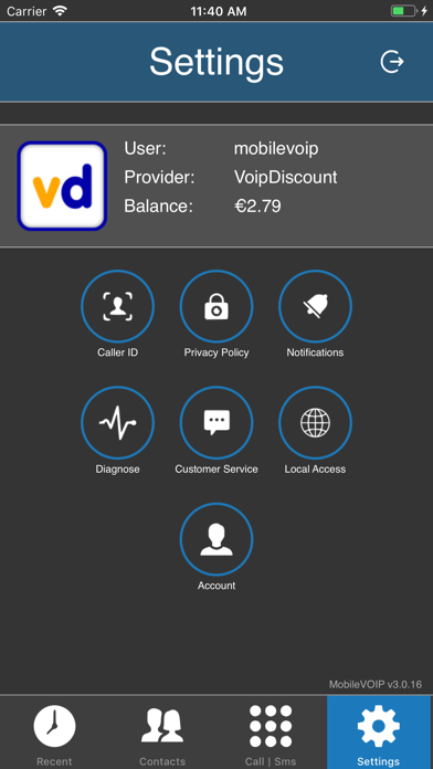 MobileVOIP international calls Screenshot
