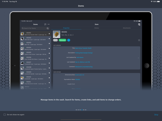 Autodesk Vault Mobile iPad screenshot 4 - Productivity app