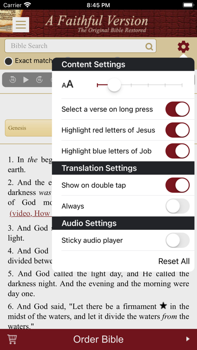 A Faithful Version Bible Screenshot