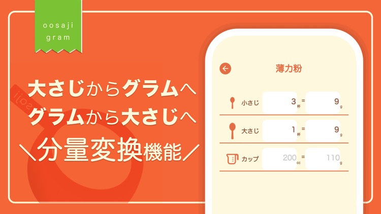 大さじグラム〜分量変換〜