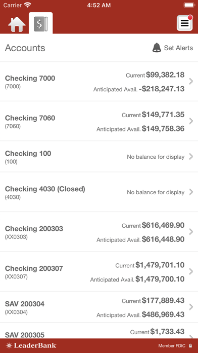 Leader Bank Business Banking Screenshot