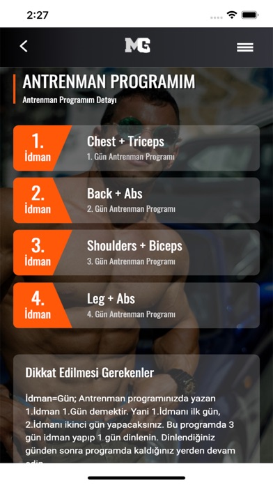 MG Fitness Screenshot