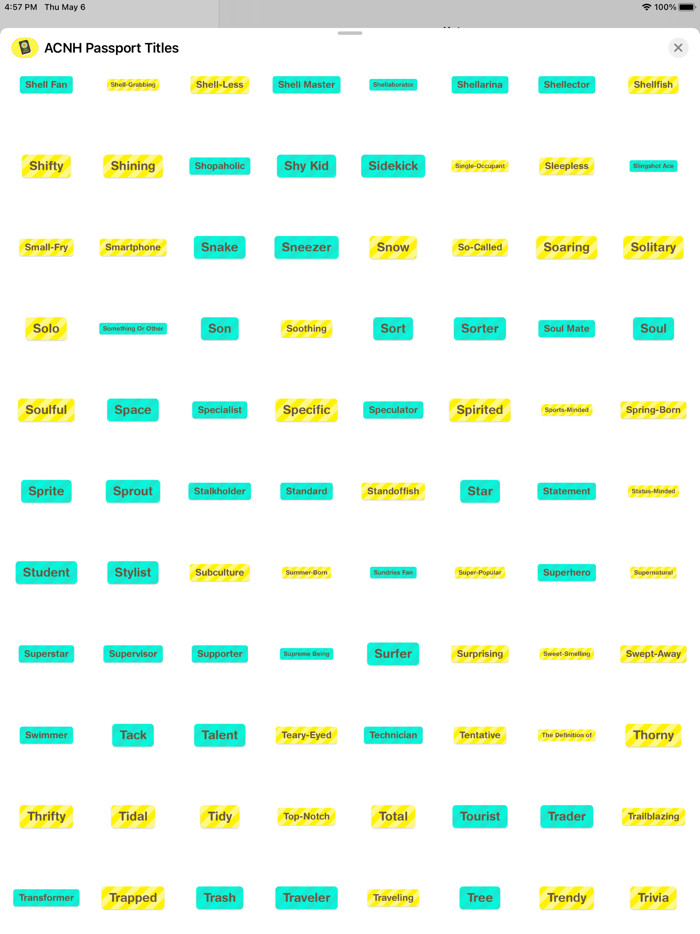 ACNH Passport Titles