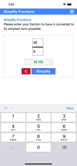 Game screenshot Simplify Fractions apk