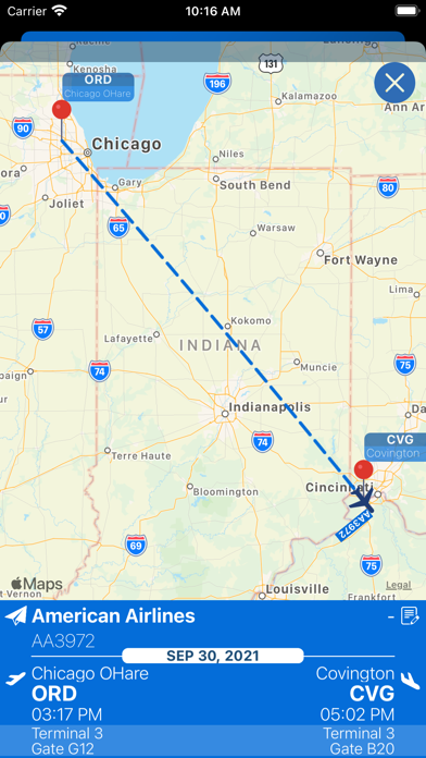 Cincinnati Airport CVG + Radar Screenshot