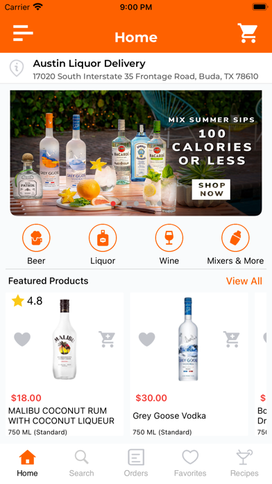 Austin Liquor Delivery Screenshot