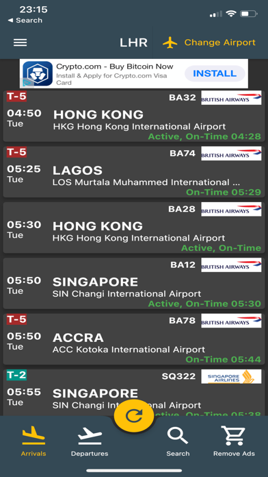 Munich Airport: Flight Info Screenshot