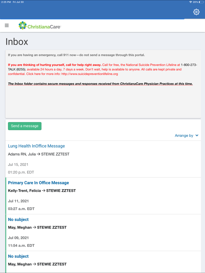 Christiana Care Patient Portal