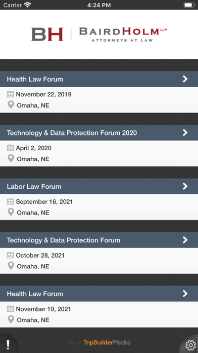Baird Holm Events Screenshot