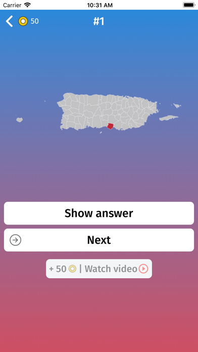Puerto Rico: Regions Map Quiz Screenshot