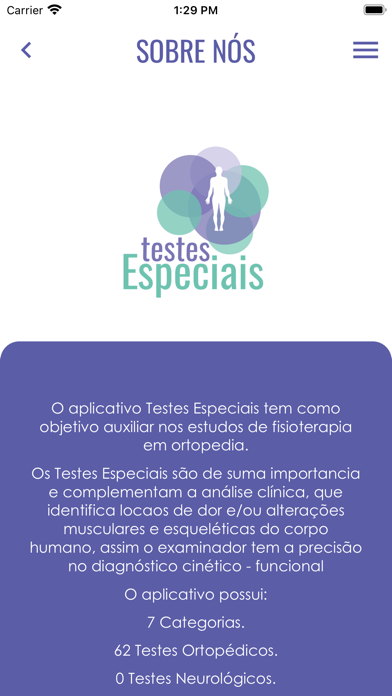 Testes Especiais Screenshot