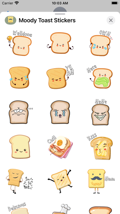 Moody Toast Stickers Screenshot