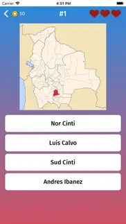 bolivia: provinces map quiz iphone screenshot 2