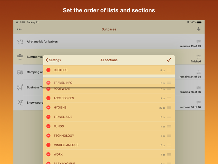 Suitcase things checklist