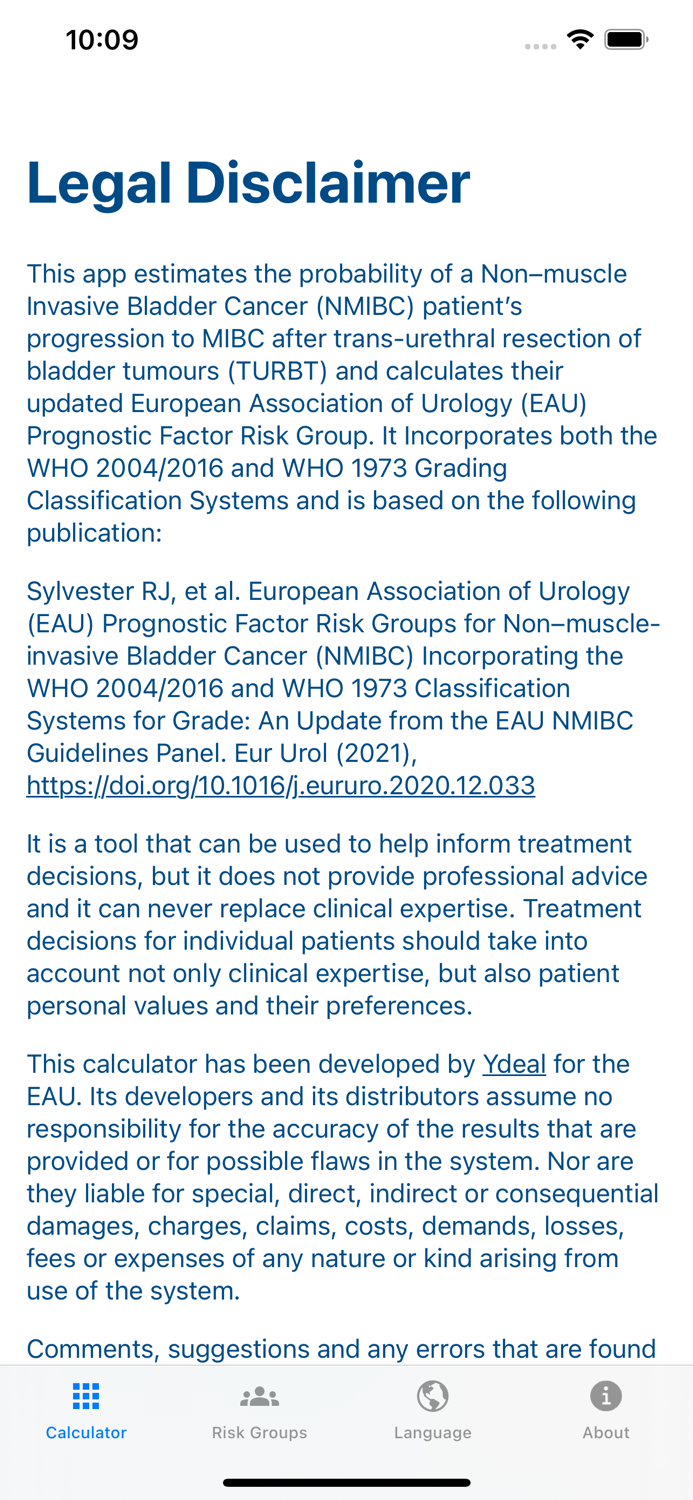 EAU NMIBC Risk Calculator